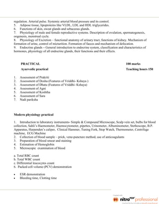 1st year syllabus for bams students