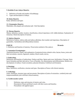 1st year syllabus for bams students