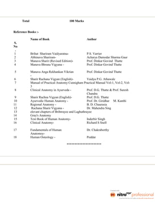 1st year syllabus for bams students