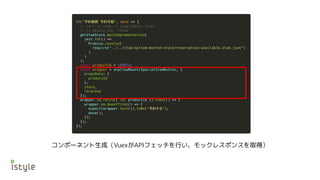 コンポーネント生成（VuexがAPIフェッチを行い、モックレスポンスを取得）
 