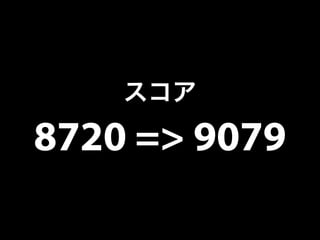 スコア 
8720 => 9079 
 
