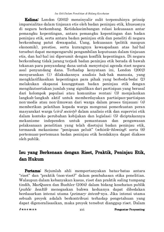 ISU ETIK DALAM PENELITIAN DI BIDANG KESEHATAN