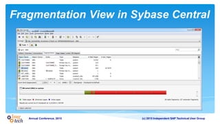 (c) 2015 Independent SAP Technical User GroupAnnual Conference, 2015
Fragmentation View in Sybase Central
 