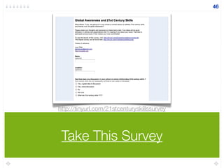 Take This Survey
46
http://tinyurl.com/21stcenturyskillssurvey
 