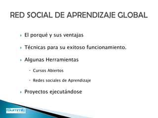 TEMÁTICAHacia una Red Social de Aprendizaje Global 