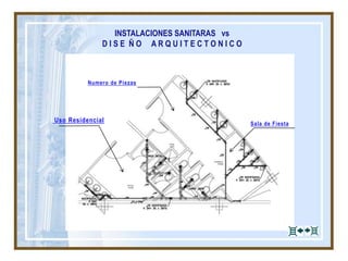 INSTALACIONES SANITARAS vs
D I S E Ñ O A R Q U I T E C T O N I C O
Uso Residencial
Numero de Piezas
Sala de Fiesta
 