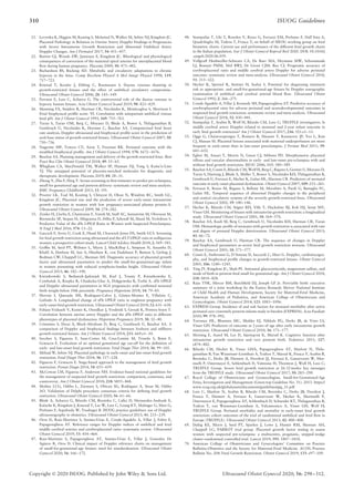 310 ISUOG Guidelines
21. Levytska K, Higgins M, Keating S, Melamed N, Walker M, Sebire NJ, Kingdom JC.
Placental Pathology in Relation to Uterine Artery Doppler Findings in Pregnancies
with Severe Intrauterine Growth Restriction and Abnormal Umbilical Artery
Doppler Changes. Am J Perinatol 2017; 34: 451–457.
22. Burton GJ, Woods AW, Jauniaux E, Kingdom JC. Rheological and physiological
consequences of conversion of the maternal spiral arteries for uteroplacental blood
flow during human pregnancy. Placenta 2009; 30: 473–482.
23. Richardson BS, Bocking AD. Metabolic and circulatory adaptations to chronic
hypoxia in the fetus. Comp Biochem Physiol A Mol Integr Physiol 1998; 119:
717–723.
24. Kiserud T, Kessler J, Ebbing C, Rasmussen S. Ductus venosus shunting in
growth-restricted fetuses and the effect of umbilical circulatory compromise.
Ultrasound Obstet Gynecol 2006; 28: 143–149.
25. Ferrazzi E, Lees C, Acharya G. The controversial role of the ductus venosus in
hypoxic human fetuses. Acta Obstet Gynecol Scand 2019; 98: 823–829.
26. Manning FA, Snijders R, Harman CR, Nicolaides K, Menticoglou S, Morrison I.
Fetal biophysical profile score. VI. Correlation with antepartum umbilical venous
fetal pH. Am J Obstet Gynecol 1993; 169: 755–763.
27. Turan S, Turan OM, Berg C, Moyano D, Bhide A, Bower S, Thilaganathan B,
Gembruch U, Nicolaides K, Harman C, Baschat AA. Computerized fetal heart
rate analysis, Doppler ultrasound and biophysical profile score in the prediction of
acid-base status of growth-restricted fetuses. Ultrasound Obstet Gynecol 2007; 30:
750–756.
28. Nageotte MP, Towers CV, Asrat T, Freeman RK. Perinatal outcome with the
modified biophysical profile. Am J Obstet Gynecol 1994; 170: 1672–1676.
29. Baschat AA. Planning management and delivery of the growth-restricted fetus. Best
Pract Res Clin Obstet Gynaecol 2018; 49: 53–65.
30. Whigham CA, MacDonald TM, Walker SP, Hannan NJ, Tong S, Kaitu’u-Lino
TJ. The untapped potential of placenta-enriched molecules for diagnostic and
therapeutic development. Placenta 2019; 84: 28–31.
31. Zhong Y, Zhu F, Ding Y. Serum screening in first trimester to predict pre-eclampsia,
small for gestational age and preterm delivery: systematic review and meta-analysis.
BMC Pregnancy Childbirth 2015; 15: 191.
32. Proctor LK, Toal M, Keating S, Chitayat D, Okun N, Windrim RC, Smith GC,
Kingdom JC. Placental size and the prediction of severe early-onset intrauterine
growth restriction in women with low pregnancy-associated plasma protein-A.
Ultrasound Obstet Gynecol 2009; 34: 274–282.
33. Zeisler H, Llurba E, Chantraine F, Vatish M, Staff AC, Sennström M, Olovsson M,
Brennecke SP, Stepan H, Allegranza D, Dilba P, Schoedl M, Hund M, Verlohren S.
Predictive Value of the sFlt-1:PlGF Ratio in Women with Suspected Preeclampsia.
N Engl J Med 2016; 374: 13–22.
34. Gaccioli F, Sovio U, Cook E, Hund M, Charnock-Jones DS, Smith GCS. Screening
for fetal growth restriction using ultrasound and the sFLT1/PlGF ratio in nulliparous
women: a prospective cohort study. Lancet Child Adolesc Health 2018; 2: 569–581.
35. Griffin M, Seed PT, Webster L, Myers J, MacKillop L, Simpson N, Anumba D,
Khalil A, Denbow M, Sau A, Hinshaw K, von Dadelszen P, Benton S, Girling J,
Redman CW, Chappell LC, Shennan AH. Diagnostic accuracy of placental growth
factor and ultrasound parameters to predict the small-for-gestational-age infant
in women presenting with reduced symphysis-fundus height. Ultrasound Obstet
Gynecol 2015; 46: 182–190.
36. Kwiatkowski S, Bednarek-Jȩdrzejek M, Ksel J, Tousty P, Kwiatkowska E,
Cymbaluk A, Rzepka R, Chudecka-Głaz A, Dołȩgowska B, Torbè A. sFlt-1/PlGF
and Doppler ultrasound parameters in SGA pregnancies with confirmed neonatal
birth weight below 10th percentile. Pregnancy Hypertens 2018; 14: 79–85.
37. Herraiz I, Quezada MS, Rodriguez-Calvo J, Gómez-Montes E, Villalaı́n C,
Galindo A. Longitudinal change of sFlt-1/PlGF ratio in singleton pregnancy with
early-onset fetal growth restriction. Ultrasound Obstet Gynecol 2018; 52: 631–638.
38. Fabjan-Vodusek V, Kumer K, Osredkar J, Verdenik I, Gersak K, Premru-Srsen T.
Correlation between uterine artery Doppler and the sFlt-1/PlGF ratio in different
phenotypes of placental dysfunction. Hypertens Pregnancy 2019; 38: 32–40.
39. Crimmins S, Desai A, Block-Abraham D, Berg C, Gembruch U, Baschat AA. A
comparison of Doppler and biophysical findings between liveborn and stillborn
growth-restricted fetuses. Am J Obstet Gynecol 2014; 211: 669.e1–10.
40. Savchev S, Figueras F, Sanz-Cortes M, Cruz-Lemini M, Triunfo S, Botet F,
Gratacos E. Evaluation of an optimal gestational age cut-off for the definition of
early- and late-onset fetal growth restriction. Fetal Diagn Ther 2014; 36: 99–105.
41. Mifsud W, Sebire NJ. Placental pathology in early-onset and late-onset fetal growth
restriction. Fetal Diagn Ther 2014; 36: 117–128.
42. Figueras F, Gratacos E. Stage-based approach to the management of fetal growth
restriction. Prenat Diagn 2014; 34: 655–659.
43. McCowan LM, Figueras F, Anderson NH. Evidence-based national guidelines for
the management of suspected fetal growth restriction: comparison, consensus, and
controversy. Am J Obstet Gynecol 2018; 218: S855–868.
44. Molina LCG, Odibo L, Zientara S, Obican SG, Rodriguez A, Stout M, Odibo
AO. Validation of Delphi procedure consensus criteria for defining fetal growth
restriction. Ultrasound Obstet Gynecol 2020; 56: 61–66.
45. Bhide A, Acharya G, Bilardo CM, Brezinka C, Cafici D, Hernandez-Andrade E,
Kalache K, Kingdom J, Kiserud T, Lee W, Lees C, Leung KY, Malinger G, Mari G,
Prefumo F, Sepulveda W, Trudinger B. ISUOG practice guidelines: use of Doppler
ultrasonography in obstetrics. Ultrasound Obstet Gynecol 2013; 41: 233–239.
46. Oros D, Ruiz-Martinez S, Staines-Urias E, Conde-Agudelo A, Villar J, Fabre E,
Papageorghiou AT. Reference ranges for Doppler indices of umbilical and fetal
middle cerebral arteries and cerebroplacental ratio: systematic review. Ultrasound
Obstet Gynecol 2019; 53: 454–464.
47. Ruiz-Martinez S, Papageorghiou AT, Staines-Urias E, Villar J, Gonzalez De
Agüero R, Oros D. Clinical impact of Doppler reference charts on management
of small-for-gestational-age fetuses: need for standardization. Ultrasound Obstet
Gynecol 2020; 56: 166–172.
48. Stampalija T, Ghi T, Rosolen V, Rizzo G, Ferrazzi EM, Prefumo F, Dall’Asta A,
Quadrifoglio M, Todros T, Frusca T; on behalf of SIEOG working group on fetal
biometric charts. Current use and performance of the different fetal growth charts
in the Italian population. Eur J Obstet Gynecol Reprod Biol 2020. DOI: 10.1016/j
.ejogrb.2020.06.059.
49. Vollgraff Heidweiller-Schreurs CA, De Boer MA, Heymans MW, Schoonmade
LJ, Bossuyt PMM, Mol BWJ, De Groot CJM, Bax CJ. Prognostic accuracy of
cerebroplacental ratio and middle cerebral artery Doppler for adverse perinatal
outcome: systematic review and meta-analysis. Ultrasound Obstet Gynecol 2018;
51: 313–322.
50. Hecher K, Spernol R, Stettner H, Szalay S. Potential for diagnosing imminent
risk to appropriate- and small-for-gestational-age fetuses by Doppler sonographic
examination of umbilical and cerebral arterial blood flow. Ultrasound Obstet
Gynecol 1992; 2: 266–271.
51. Conde-Agudelo A, Villar J, Kennedy SH, Papageorghiou AT. Predictive accuracy of
cerebroplacental ratio for adverse perinatal and neurodevelopmental outcomes in
suspected fetal growth restriction: systematic review and meta-analysis. Ultrasound
Obstet Gynecol 2018; 52: 430–441.
52. Stampalija T, Arabin B, Wolf H, Bilardo CM, Lees C; TRUFFLE investigators. Is
middle cerebral artery Doppler related to neonatal and 2-year infant outcome in
early fetal growth restriction? Am J Obstet Gynecol 2017; 216: 521.e1–13.
53. Ogge G, Chaiworapongsa T, Romero R, Hussein Y, Kusanovic JP, Yeo L, Kim
CJ, Hassan SS. Placental lesions associated with maternal underperfusion are more
frequent in early-onset than in late-onset preeclampsia. J Perinat Med 2011; 39:
641–652.
54. Egbor M, Ansari T, Morris N, Green CJ, Sibbons PD. Morphometric placental
villous and vascular abnormalities in early- and late-onset pre-eclampsia with and
without fetal growth restriction. BJOG 2006; 113: 580–589.
55. Baschat AA, Cosmi E, Bilardo CM, Wolf H, Berg C, Rigano S, Germer U, Moyano D,
Turan S, Hartung J, Bhide A, Müller T, Bower S, Nicolaides KH, Thilaganathan B,
Gembruch U, Ferrazzi E, Hecher K, Galan HL, Harman CR. Predictors of neonatal
outcome in early-onset placental dysfunction. Obstet Gynecol 2007; 109: 253–261.
56. Ferrazzi E, Bozzo M, Rigano S, Bellotti M, Morabito A, Pardi G, Battaglia FC,
Galan HL. Temporal sequence of abnormal Doppler changes in the peripheral
and central circulatory systems of the severely growth-restricted fetus. Ultrasound
Obstet Gynecol 2002; 19: 140–146.
57. Hecher K, Bilardo CM, Stigter RH, Ville Y, Hackelöer BJ, Kok HJ, Senat MV,
Visser GH. Monitoring of fetuses with intrauterine growth restriction: a longitudinal
study. Ultrasound Obstet Gynecol 2001; 18: 564–570.
58. Baschat AA, Kush M, Berg C, Gembruch U, Nicolaides KH, Harman CR, Turan
OM. Hematologic profile of neonates with growth restriction is associated with rate
and degree of prenatal Doppler deterioration. Ultrasound Obstet Gynecol 2013;
41: 66–72.
59. Baschat AA, Gembruch U, Harman CR. The sequence of changes in Doppler
and biophysical parameters as severe fetal growth restriction worsens. Ultrasound
Obstet Gynecol 2001; 18: 571–577.
60. Cosmi E, Ambrosini G, D’Antona D, Saccardi C, Mari G. Doppler, cardiotocogra-
phy, and biophysical profile changes in growth-restricted fetuses. Obstet Gynecol
2005; 106: 1240–1245.
61. Ting JY, Kingdom JC, Shah PS. Antenatal glucocorticoids, magnesium sulfate, and
mode of birth in preterm fetal small for gestational age. Am J Obstet Gynecol 2018;
218: S818–828.
62. Raju TNK, Mercer BM, Burchfield DJ, Joseph GF Jr. Periviable birth: executive
summary of a joint workshop by the Eunice Kennedy Shriver National Institute
of Child Health and Human Development, Society for Maternal-Fetal Medicine,
American Academy of Pediatrics, and American College of Obstetricians and
Gynecologists. Obstet Gynecol 2014; 123: 1083–1096.
63. EXPRESS Group. Incidence of and risk factors for neonatal morbidity after active
perinatal care: extremely preterm infants study in Sweden (EXPRESS). Acta Paediatr
2010; 99: 978–992.
64. Torrance HL, Bloemen MC, Mulder EJ, Nikkels PG, Derks JB, de Vries LS,
Visser GH. Predictors of outcome at 2 years of age after early intrauterine growth
restriction. Ultrasound Obstet Gynecol 2010; 36: 171–177.
65. Morsing E, Asard M, Ley D, Stjernqvist K, Marsál K. Cognitive function after
intrauterine growth restriction and very preterm birth. Pediatrics 2011; 127:
e874–882.
66. Bilardo CM, Hecher K, Visser GHA, Papageorghiou AT, Marlow N, Thila-
ganathan B, Van Wassenaer-Leemhuis A, Todros T, Marsal K, Frusca T, Arabin B,
Brezinka C, Derks JB, Diemert A, Duvekot JJ, Ferrazzi E, Ganzevoort W, Mar-
tinelli P, Ostermayer E, Schlembach D, Valensise H, Thornton J, Wolf H, Lees C;
TRUFFLE Group. Severe fetal growth restriction at 26-32 weeks: key messages
from the TRUFFLE study. Ultrasound Obstet Gynecol 2017; 50: 285–290.
67. Royal College of Obstetricians and Gynaecologists. Small-for-Gestational-Age
Fetus, Investigation and Management (Green-top Guideline No. 31). 2013. https://
www.rcog.org.uk/globalassets/documents/guidelines/gtg_31.pdf
68. Lees C, Marlow N, Arabin B, Bilardo CM, Brezinka C, Derks JB, Duvekot J,
Frusca T, Diemert A, Ferrazzi E, Ganzevoort W, Hecher K, Martinelli P,
Ostermayer E, Papageorghiou AT, Schlembach D, Schneider KT, Thilaganathan B,
Todros T, van Wassenaer-Leemhuis A, Valcamonico A, Visser GH, Wolf H;
TRUFFLE Group. Perinatal morbidity and mortality in early-onset fetal growth
restriction: cohort outcomes of the trial of randomized umbilical and fetal flow in
Europe (TRUFFLE). Ultrasound Obstet Gynecol 2013; 42: 400–408.
69. Duhig KE, Myers J, Seed PT, Sparkes J, Lowe J, Hunter RM, Shennan AH,
Chappell LC; PARROT trial group. Placental growth factor testing to assess
women with suspected pre-eclampsia: a multicentre, pragmatic, stepped-wedge
cluster-randomised controlled trial. Lancet 2019; 393: 1807–1818.
70. American College of Obstetricians and Gynecologists’ Committee on Practice
Bulletins-Obstetrics and the Society for Maternal-Fetal Medicine. ACOG Practice
Bulletin No. 204: Fetal Growth Restriction. Obstet Gynecol 2019; 133: e97–109.
Copyright © 2020 ISUOG. Published by John Wiley & Sons Ltd. Ultrasound Obstet Gynecol 2020; 56: 298–312.
 