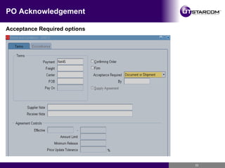 PO Acknowledgement Acceptance Required options 