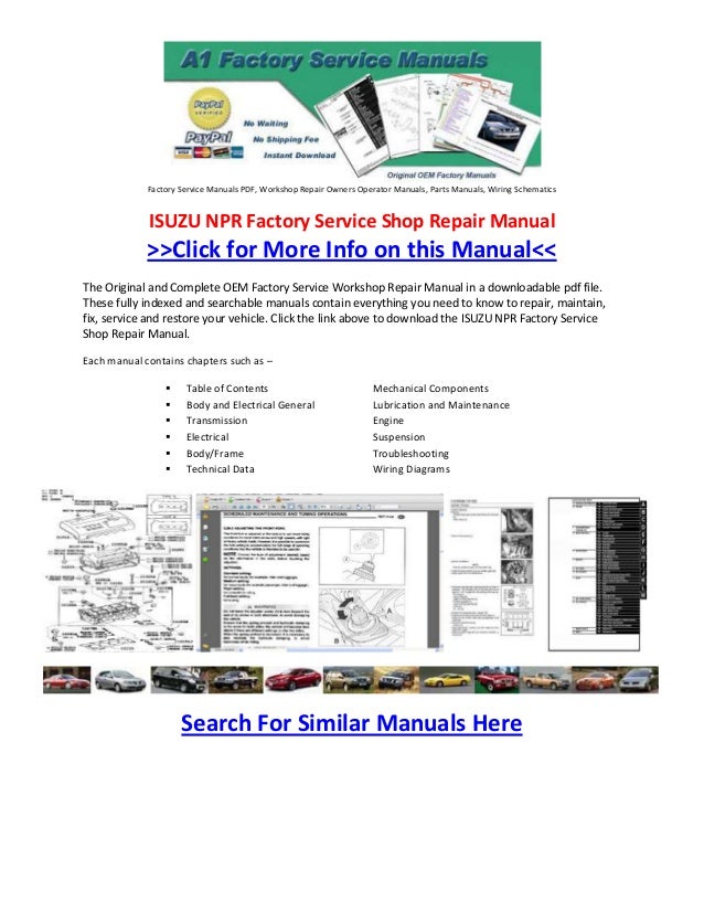 Isuzu npr factory service shop repair manual