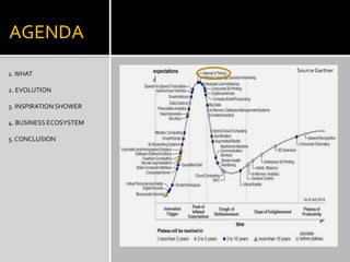 AGENDA
1.WHAT
2. EVOLUTION
3. INSPIRATION SHOWER
4. BUSINESS ECOSYSTEM
5. CONCLUSION
Source Gartner
 