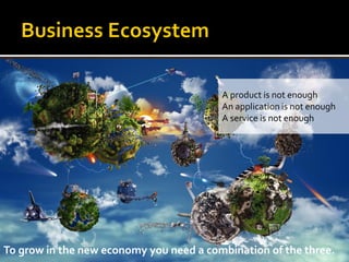 To grow in the new economy you need a combination of the three.
A product is not enough
An application is not enough
A service is not enough
 