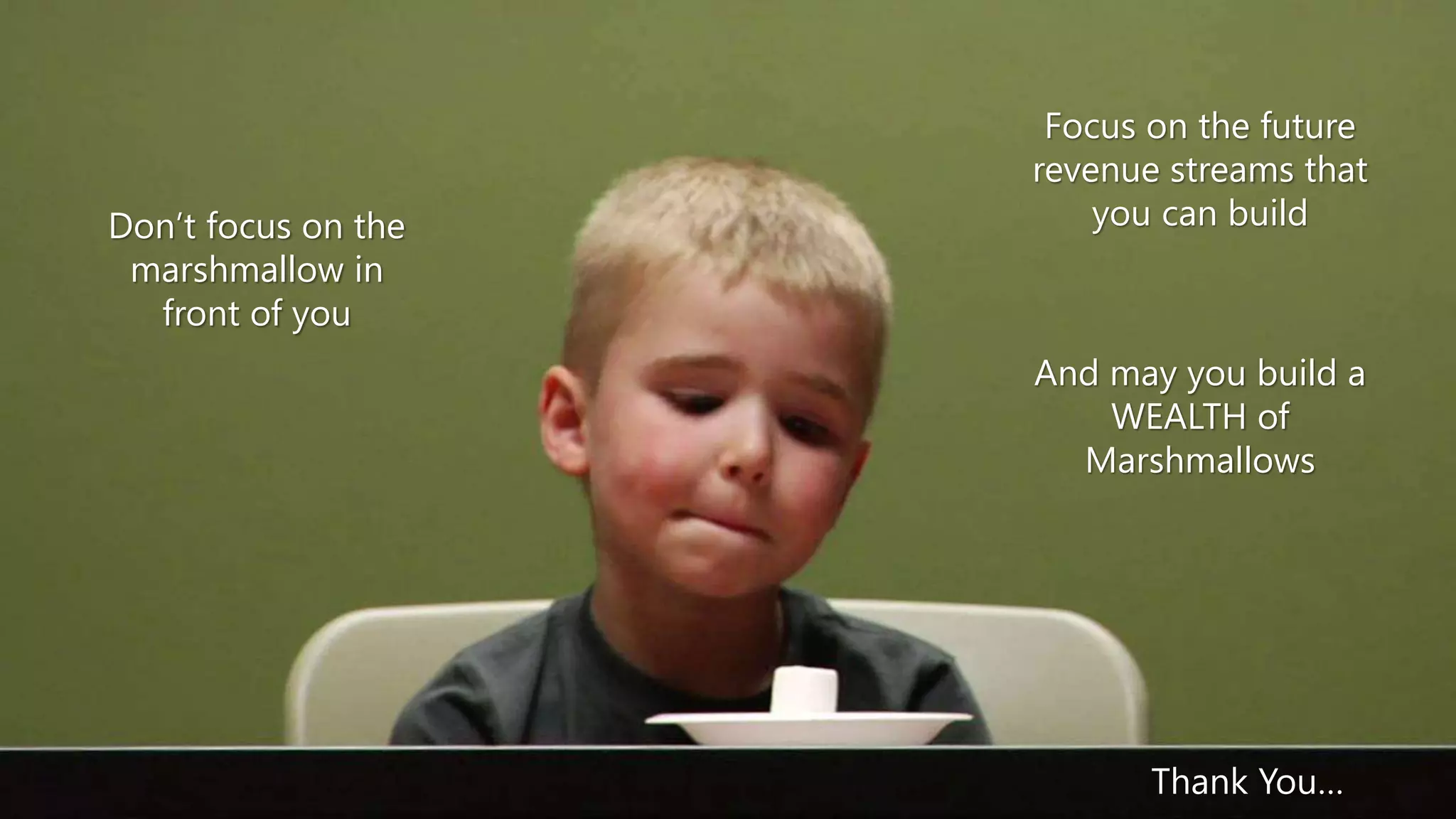 © IDC Visit us at IDC.com and follow us on Twitter: 132
Focus on the future
revenue streams that
you can buildDon’t focus on the
marshmallow in
front of you
And may you build a
WEALTH of
Marshmallows
Thank You…
 