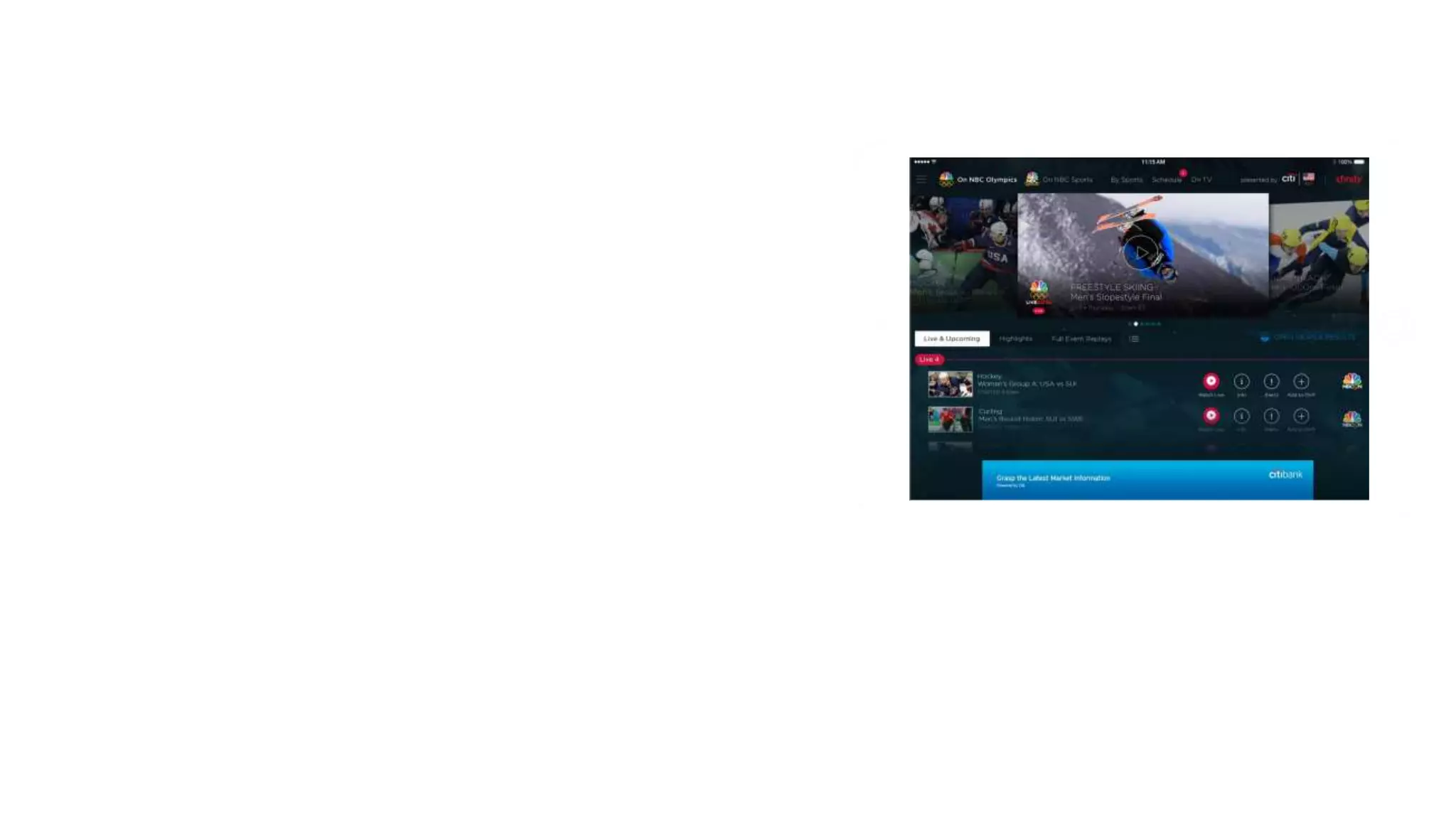 • On Demand Media Services
• Video-on-demand
• Ingest
• Encode
• Package
• Encrypt
• Delivery
• Live Streaming Support
• Office 365 Integration
Azure Media Services
Live video encoding and streaming
Web + Mobile
100 million viewers
2.1 million concurrent HD viewers during the
USA vs. Canada hockey match
Olympics NBC Sports
 