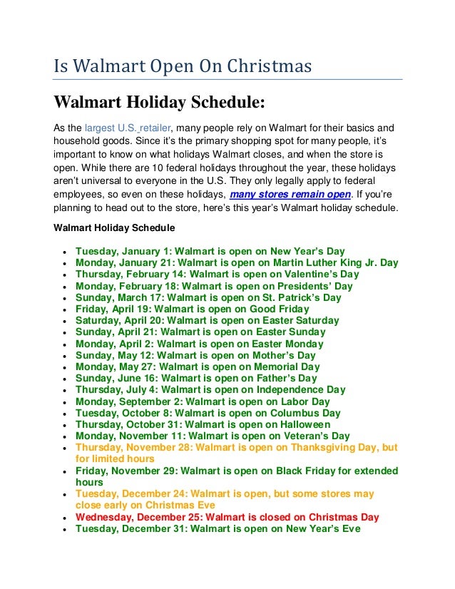 Is Walmart Open on Christmas