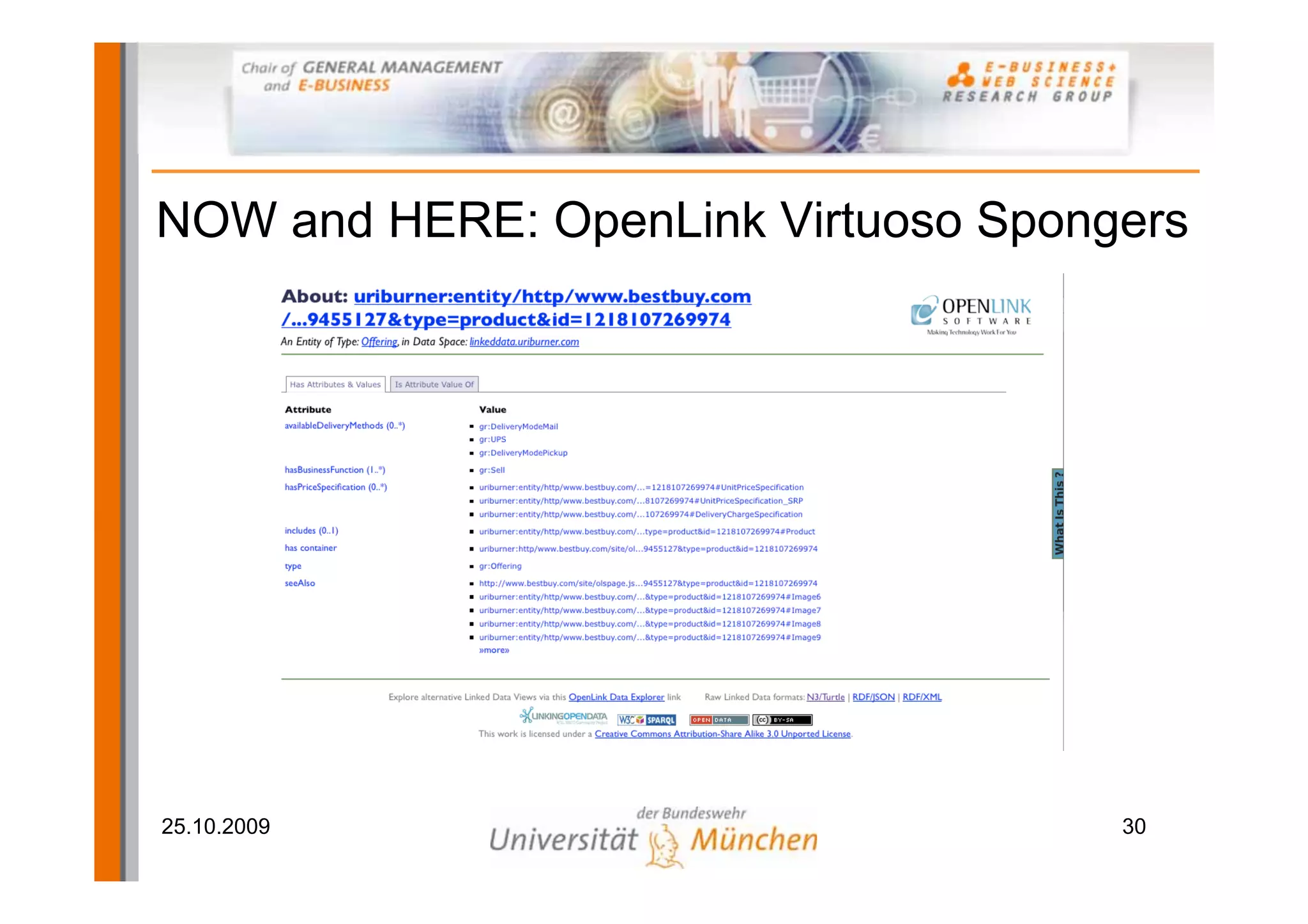 NOW and HERE: OpenLink Virtuoso Spongers




25.10.2009                           30
 