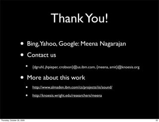 Thank You!
                     • Bing,Yahoo, Google: Meena Nagarajan
                     • Contact us
                  ...
