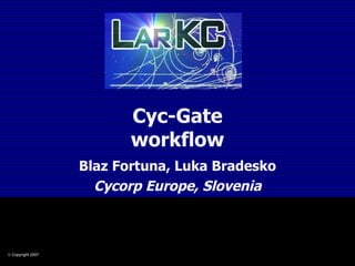 Cyc-Gate workflow Blaz Fortuna, Luka Bradesko Cycorp Europe, Slovenia 