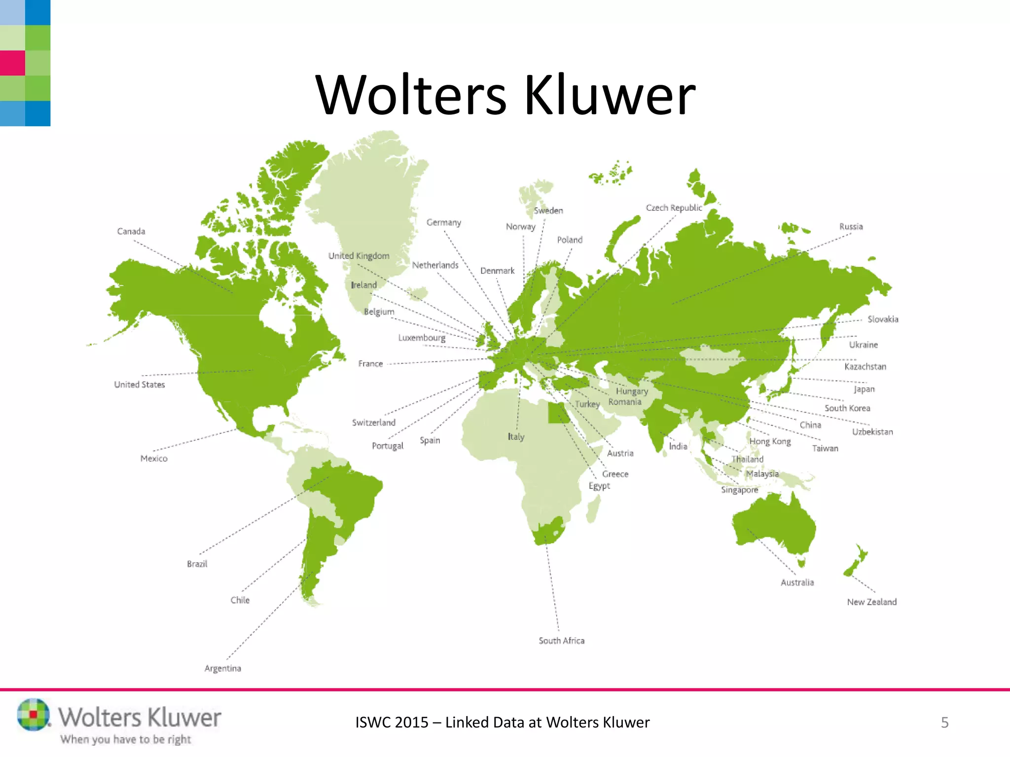ISWC 2015 – Linked Data at Wolters Kluwer
Wolters Kluwer
5
 