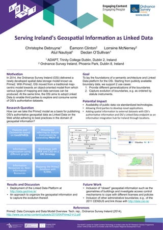 Serving	Ireland's	Geospa2al	Informa2on	as	Linked	Data	
Mo2va2on	
In 2014, the Ordnance Survey Ireland (OSi) delivered a
ne...