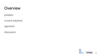 Overview
problem
current solutions
approach
discussion
24
 