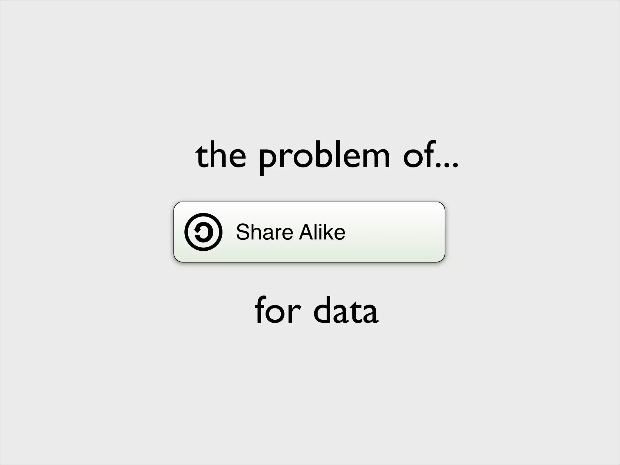 the problem of...
  Share Alike


   for data
 