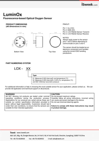 Isweek lox 02 lumin ox optical oxygen sensor | PDF