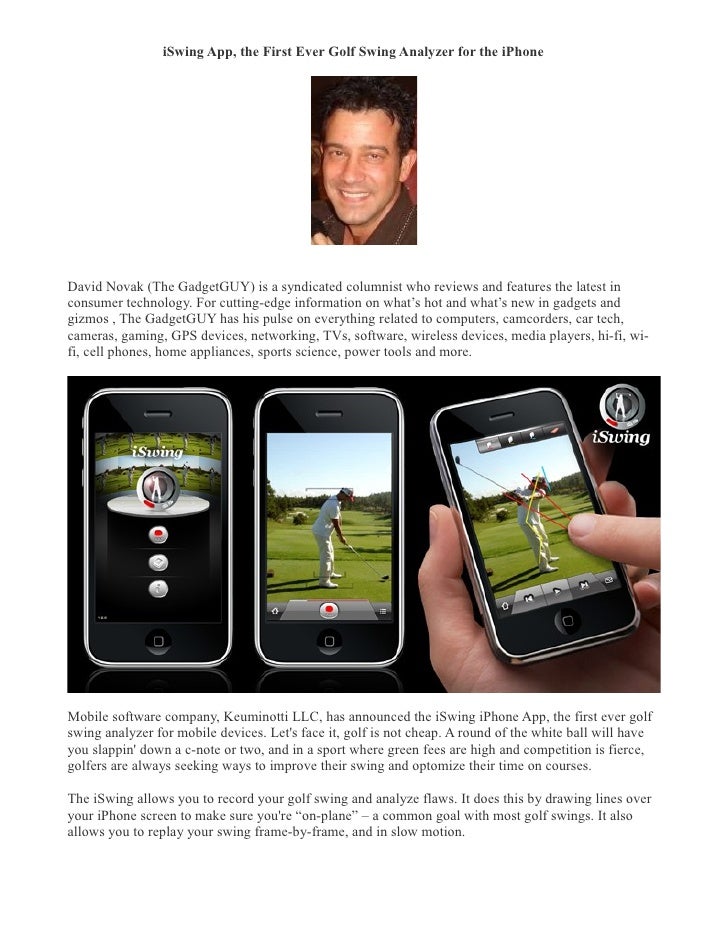 Iswing App The First Ever Golf Swing Analyzer For The Iphone David