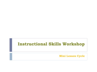 Instructional Skills Workshop
Mini Lesson Cycle
 