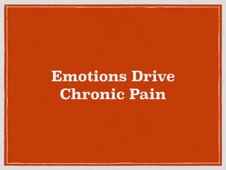 Emotions Drive
Chronic Pain
 