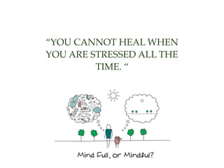 “YOU CANNOT HEAL WHEN
YOU ARE STRESSED ALL THE
TIME. “
 