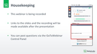 Housekeeping
▪ This webinar is being recorded
▪ Links to the slides and the recording will be
made available after the presentation
▪ You can post questions via the GoToWebinar
Control Panel
 