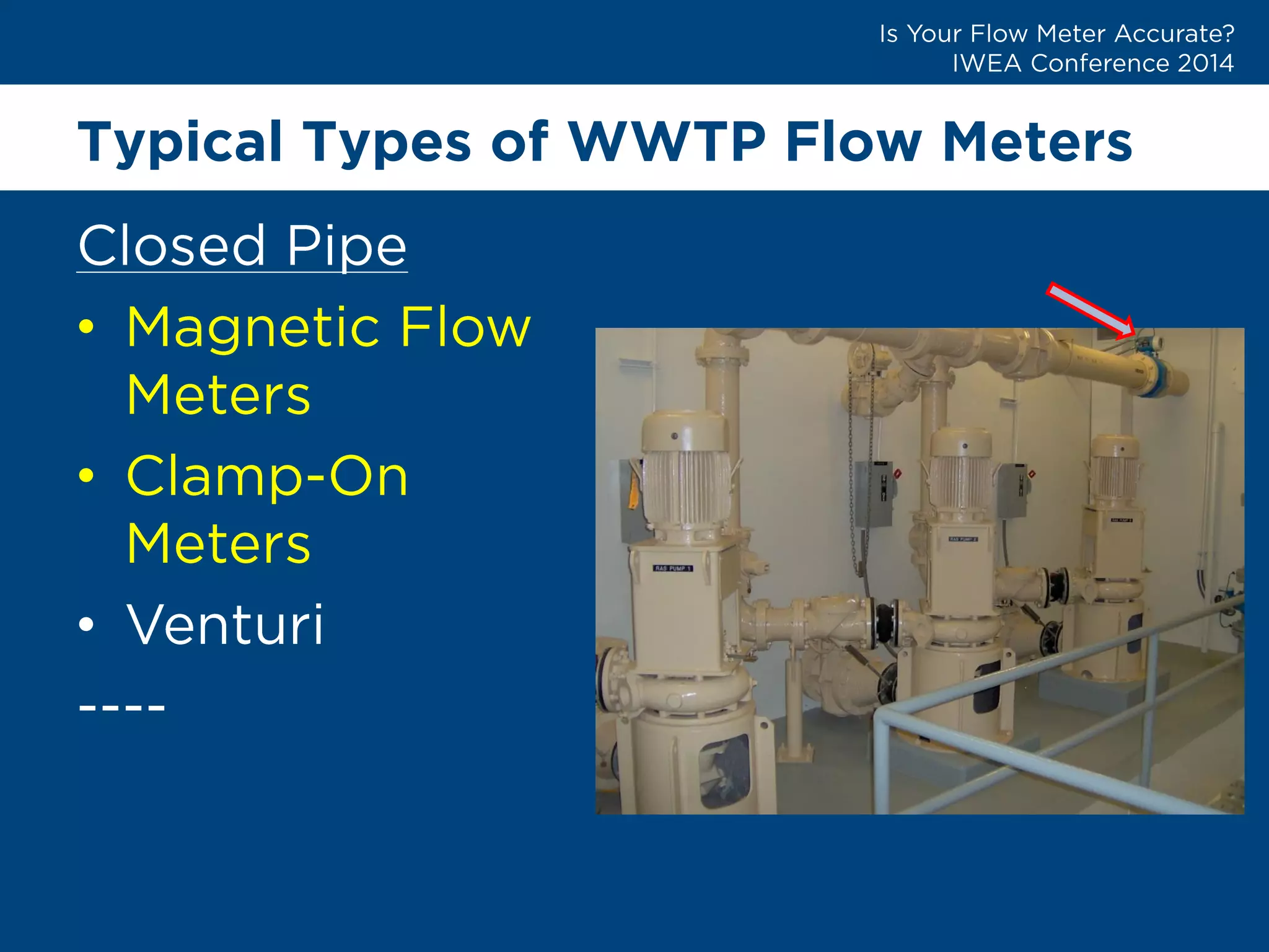 Typical Types of WWTP Flow Meters 
• 
• 
•  