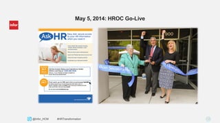 19Copyright © 2013. Infor. All Rights Reserved. www.infor.com@Infor_HCM #HRTransformation
May 5, 2014: HROC Go-Live
 