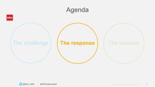 9Copyright © 2013. Infor. All Rights Reserved. www.infor.com@Infor_HCM #HRTransformation
Agenda
The challenge The response The lessons
 