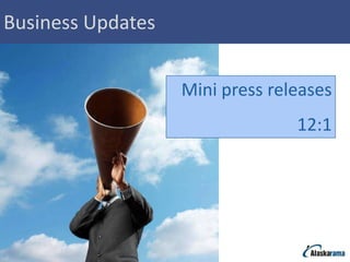 Business Updates


                   Mini press releases
                                 12:1
 
