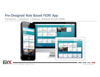 © ISYX Technologies - All rights reserved. Confidential Document
Pre-Designed	Role	Based	FIORI	App
Transaction	 |	Factsheet	 |	Analytics	 Powered	 by	SAP	HANA
 