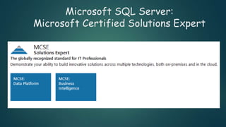 Microsoft SQL Server:
Microsoft Certified Solutions Expert
 