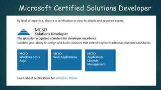Microsoft Certified Solutions Developer
 