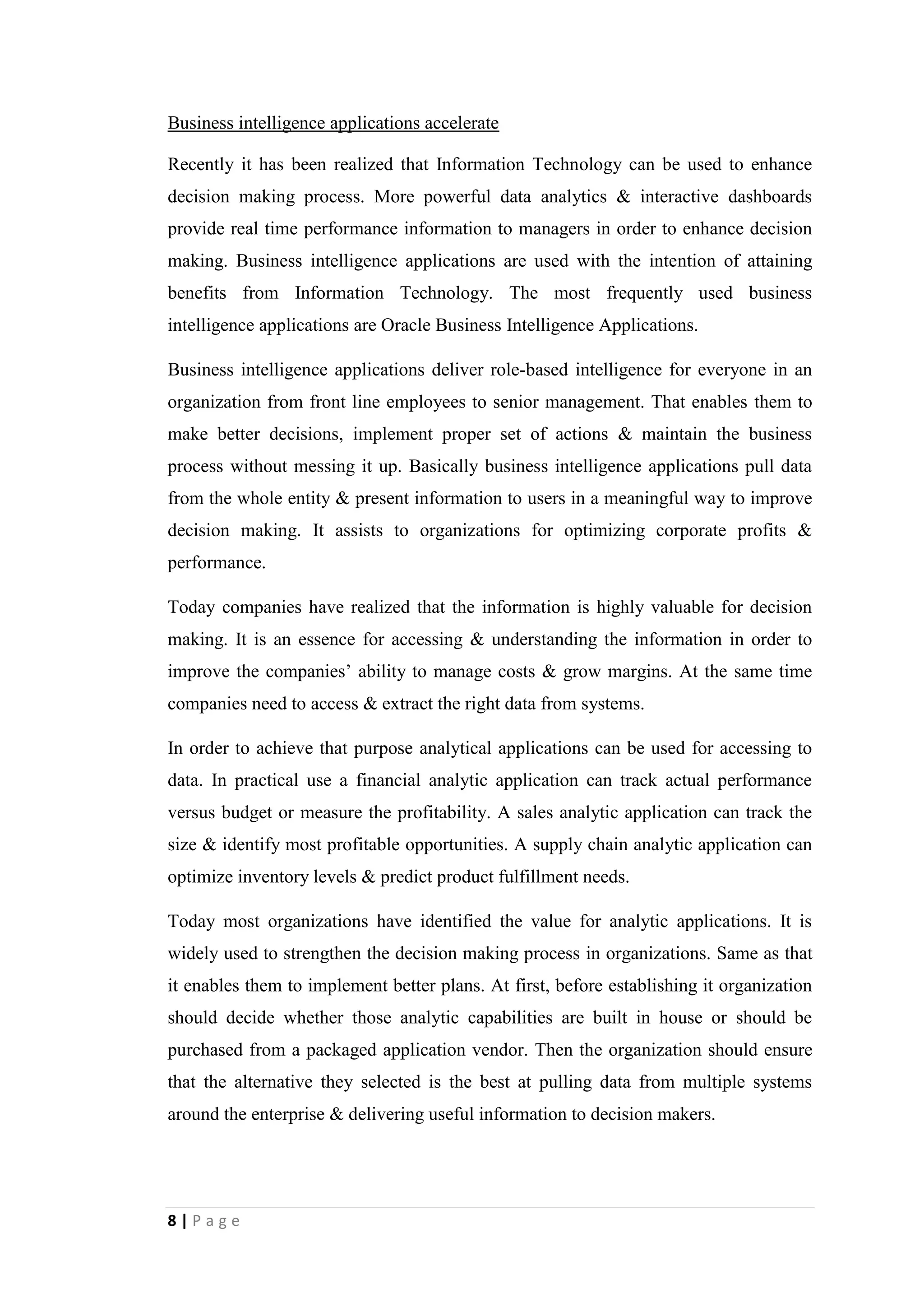 8
Change in Management
Managers adopt online collaboration and social networking software to improve
coordination, collaboration, and knowledge sharing
Not only the technology has altered, which was used in business organizations as a
consequence of development in Information Technology, but also the traditional
methods of management have been ignored and management function has now
become trouble-free with the aid of Information Technology. On the other hand
management has been excessively innovative, since Information Technology has
offered thousands of paths, which can be used for better implementation of
management functions.
Currently managers are using social networking software and online collaboration
with the intention of improving coordination, collaboration and knowledge sharing.
Google Apps, Google Sites, Microsoft’s Windows SharePoint Services are more
frequently used by over 100 million business professionals worldwide in order to
support blogs, project management, online meetings, personal profiles, social
bookmarks and online communities.
People have got the possibility for making a platform for their activities in web,
editing and adding content to web pages and sharing knowledge with others.
Applications and services that enable for collaborative activities via the Internet are
described as social software. It enables people to interact with others. It has made the
web an online meeting place where anyone can connect and collaborate with others.
Principally those are used for management purposes in organizations.
There are lots of plus points, which can be concluded. People can share their ideas
and experiences with others and get their comments on them. As well as it can be
used for building online communities. It can be used in organizations in order to
strengthen the management system. It would increase the effectiveness. At the same
time, team spirit of management teams can be improved with the intention of getting
the highest potential out of them toward the management process. On the other hand it
is possible for sharing problems, processes and outcomes with global community and
conceivable to get the assistance from experts. Currently social media networks such
 