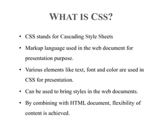 Cascading Style Sheet (CSS) | PPTX | Web Design and HTML | Internet