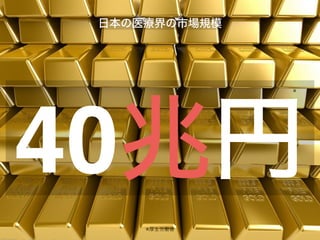 日本の医療界の市場規模
40兆円
※厚生労働省
※
 