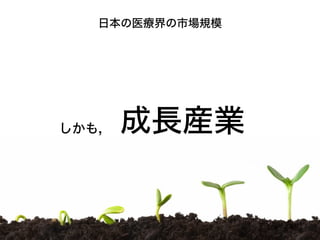 日本の医療界の市場規模
成長産業しかも,
 