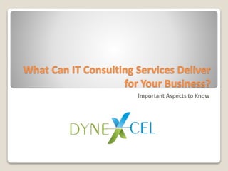 What Can IT Consulting Services Deliver
for Your Business?
Important Aspects to Know
 