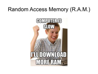Random Access Memory (R.A.M.)
 