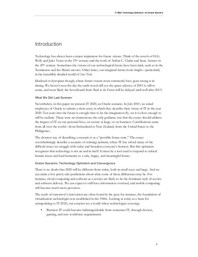 Persuasive Essays Examples For High School Essay Papers Examples also Thesis For Argumentative Essay It Technology Optimism An Oracle Scenario Essay Examples For High School Students
