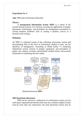 IT-314 MIS (Practicals)