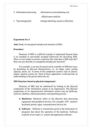 IT-314 MIS (Practicals)