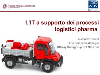 L’IT a supporto dei processi
logistici pharma
Riccardo Tosini
Life Sciences Manager
DDway Dedagroup ICT Network
 