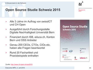Executive MPA, 2. Juli 2016
E-Government in der Schweiz
60
OSS Produkt
 