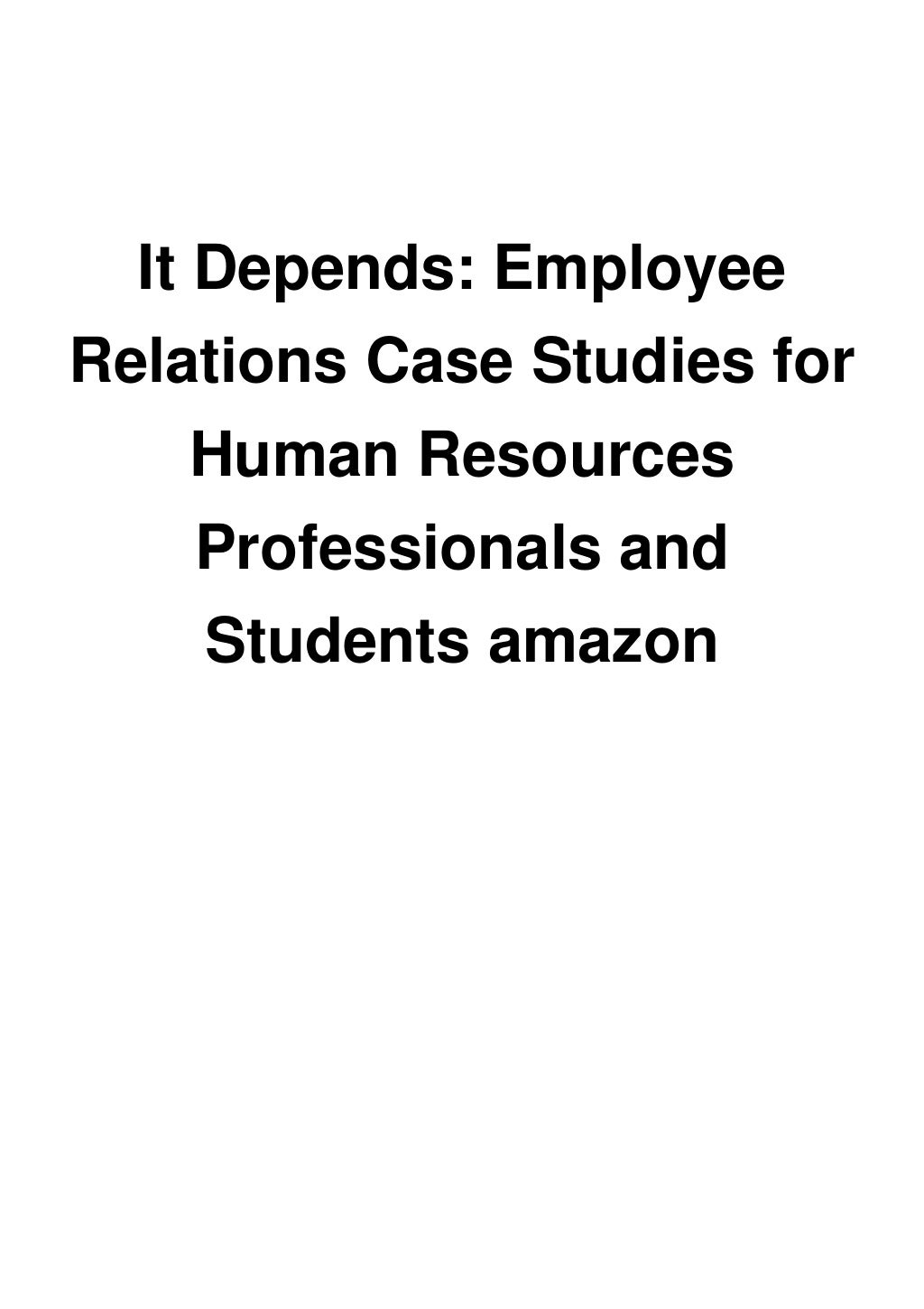 case study on employment relations